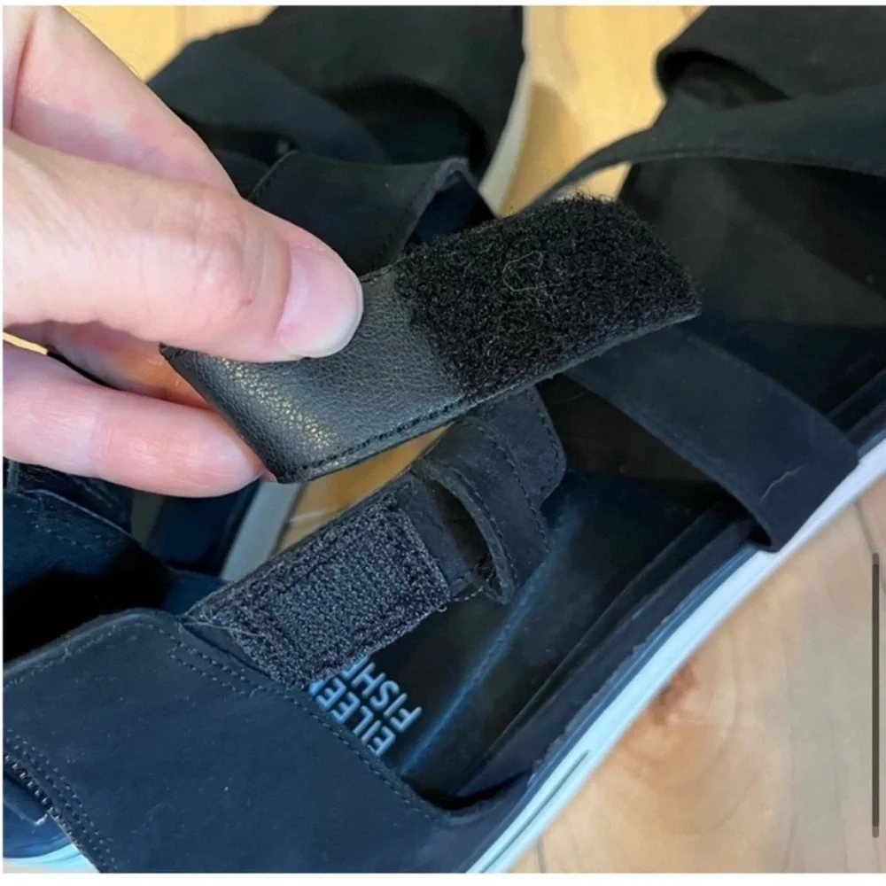 Eileen Fisher Skill Tumbled Nubuck Black Sneaker Sandals size ten (10)